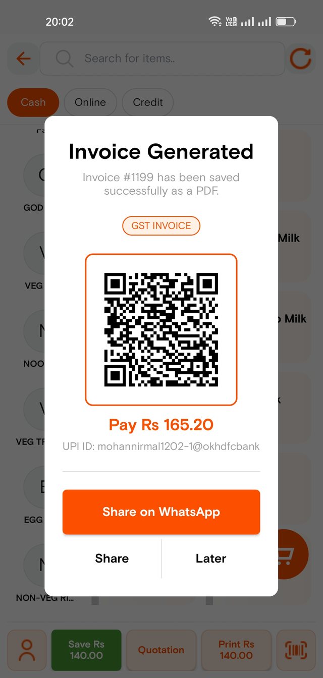 Invoice with UPI QR code for instant payment